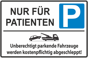 Parkplatzschild nur für Patienten